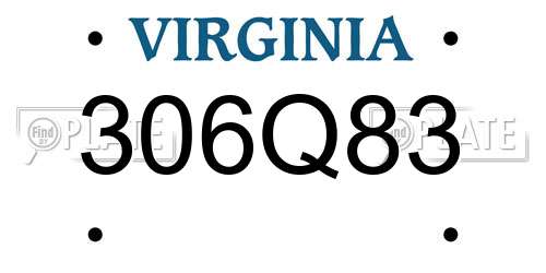 306Q83 Virginia License Plate