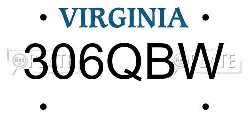 306QBW Virginia License Plate