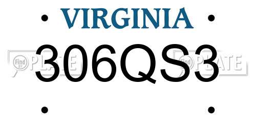 306QS3 Virginia License Plate