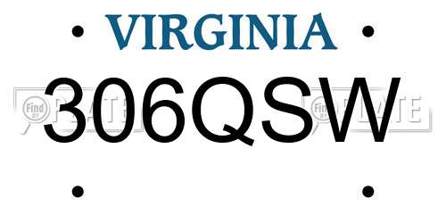 306QSW Virginia License Plate