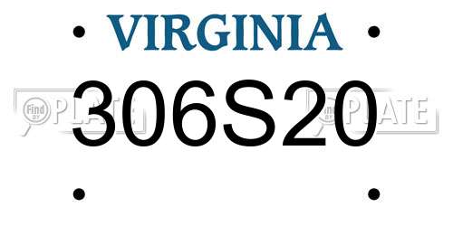 306S20 Virginia License Plate