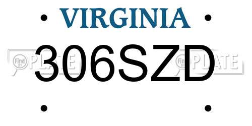 306SZD Virginia License Plate