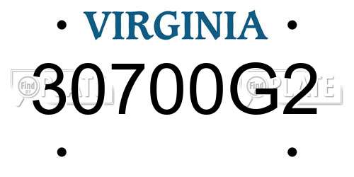 30700G2 Virginia License Plate