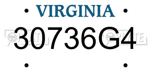 30736G4 Virginia License Plate