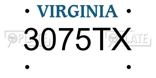 3075TX Virginia License Plate