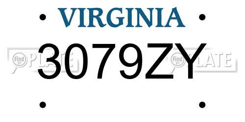 3079ZY Virginia License Plate