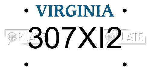 307XI2 Virginia License Plate