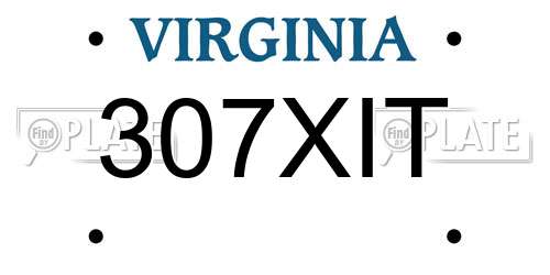 307XIT Virginia License Plate