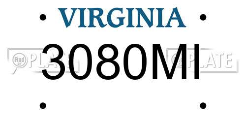 3080MI Virginia License Plate