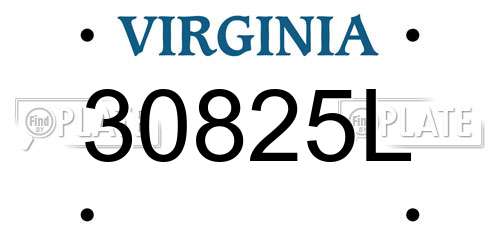 30825L Virginia License Plate