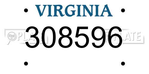 308596 Virginia License Plate
