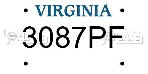 3087PF Virginia License Plate