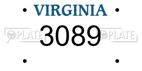 3089 Virginia License Plate