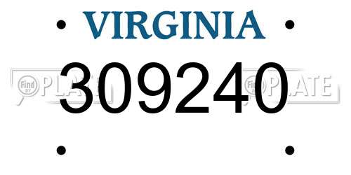 309240 Virginia License Plate