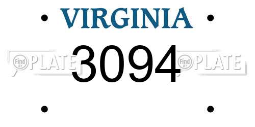 3094 Virginia License Plate