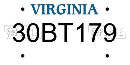 30BT179 Virginia License Plate