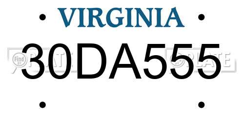 30DA555 Virginia License Plate