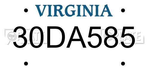 30DA585 Virginia License Plate