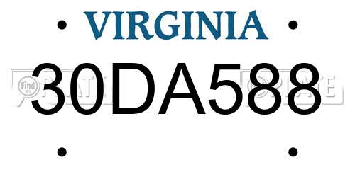 30DA588 Virginia License Plate