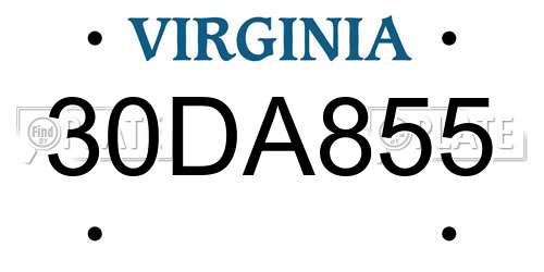 30DA855 Virginia License Plate