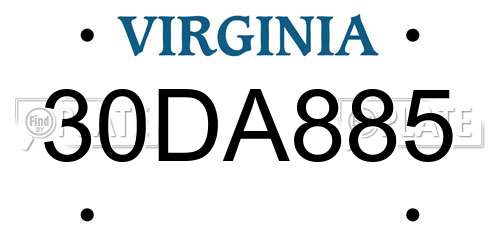 30DA885 Virginia License Plate