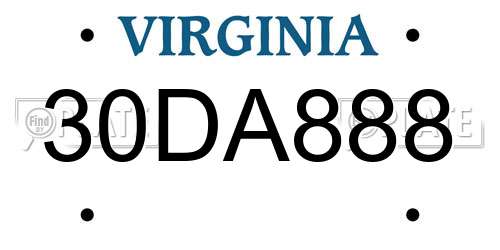 30DA888 Virginia License Plate
