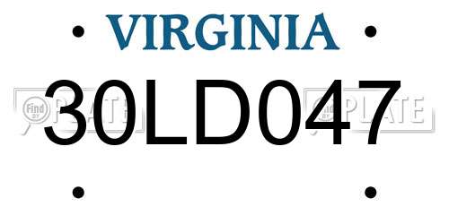 30LD047 Virginia License Plate