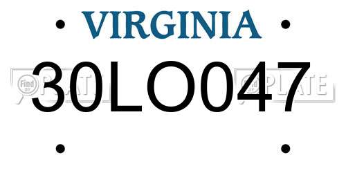 30LO047 Virginia License Plate