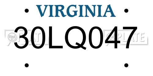 30LQ047 Virginia License Plate