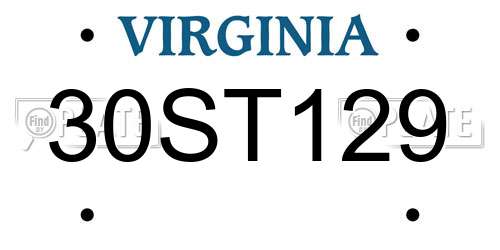30ST129 Virginia License Plate