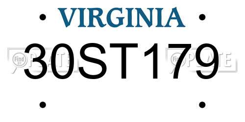 30ST179 Virginia License Plate