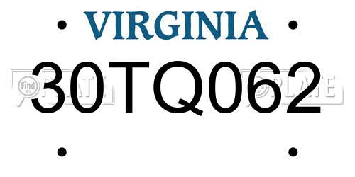 30TQ062 Virginia License Plate