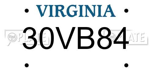 30VB84 Virginia License Plate
