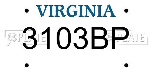3103BP Virginia License Plate