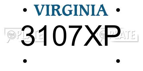 3107XP Virginia License Plate