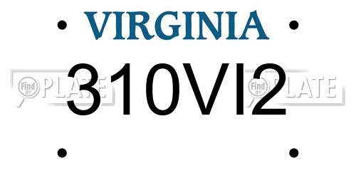 310VI2 Virginia License Plate