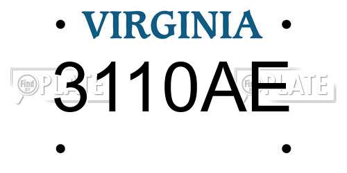 3110AE Virginia License Plate