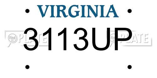3113UP Virginia License Plate