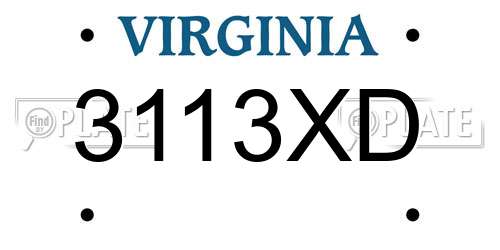 3113XD Virginia License Plate