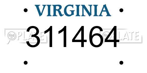 311464 Virginia License Plate