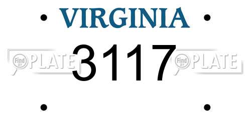 3117 Virginia License Plate