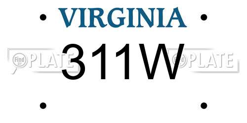 311W Virginia License Plate