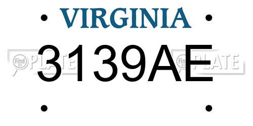 3139AE Virginia License Plate