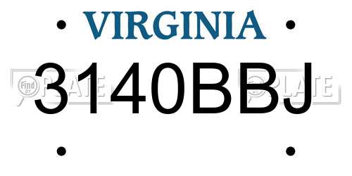 3140BBJ Virginia License Plate