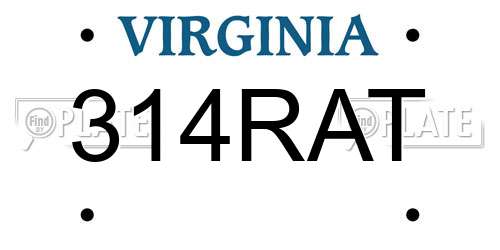 314RAT Virginia License Plate