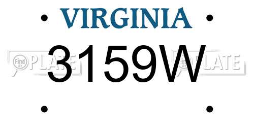 3159W Virginia License Plate