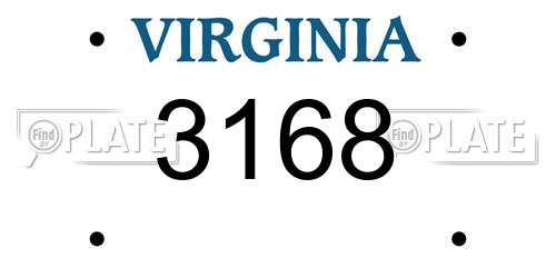 3168 Virginia License Plate