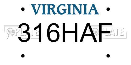 316HAF Virginia License Plate