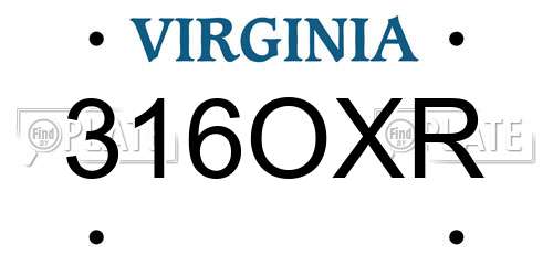 316OXR Virginia License Plate