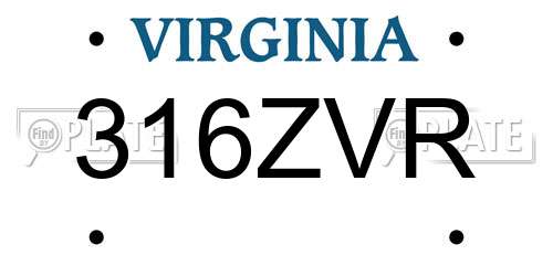 316ZVR Virginia License Plate